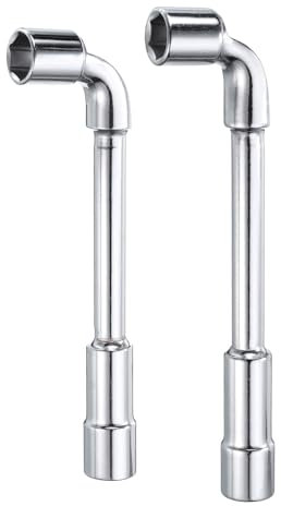 sourcing map 2pcs L Shaped Angled Hex Socket Wrench 15mm 16mm High Carbon Steel Double Ended Metric 6 Point Tubular Socket Spanner for General Repairing, Pipeline, Bicycle Car Maintenance