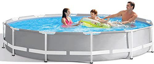 Piscina Fuori Terra con Struttura in Tubo Tondo, Piscina con Pompa Filtro, Centro Giochi Acquatici Estivi per Piscina da Giardino, 300 x 75 cm
