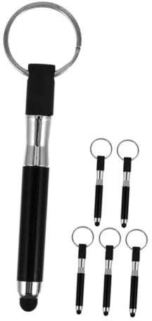 6 Stück-Pack Schlüsselanhänger Tablette Stift Schwarz aus Legierung | Kapazitiver Kleiner Stylus für Smartphones und Tablets, Hohe Präzision, Hohe Sensitivität