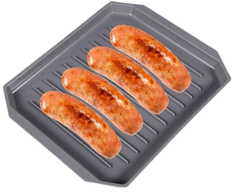 Generisch Speckkocher Für Mikrowelle, Mikrowellenteller Für Bacon, Crisp Pfanne Mikrowelle, Spülmaschinenfest, Zum Kochen, Frühstück, Fleisch, Gerippt, Zum Abtauen Von Mahlzeiten, Tiefkühlkost
