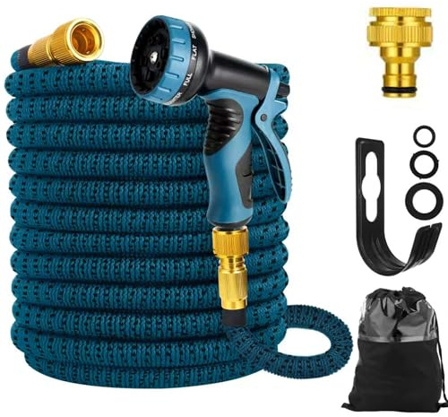 Expandable Garden Hose 100ft - Expanding Water Hose with 10 Function Nozzle, 3/4 &1/2'' Fitting Connectors, Easy Storage Garden Water Hose