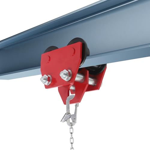 Fyssnn 1/2/3 Ton Push Beam Trolley for I-Beam & Gantry Crane, Heavy-Duty Manual Hoist Dolly for Construction Sites, Warehouse, Factory & Industrial Moving Heavy Loads (3 T)