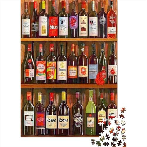 Wine Bottles 1000 Piece Jigsaw Puzzle Shelf Display Paper Adult Brain Teaser