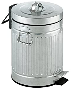 WENKO Poubelle cosmétique à pédale New York Easy Close - abaissement automatique, aspect tôle Capacité: 3 l, Métal, 17 x 27 x 17 cm, Mat