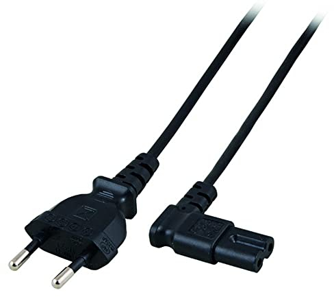 ACT Câble d'alimentation C7-2 m - Câble d'alimentation Euro C7 - Type C - Fiche européenne vers Prise C7 (coudée Gauche/Droite) - Câble pour Petits appareils PS4/PS5, TV, imprimante - AK5019
