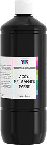 Acrylfarbe für Keilrahmen, 1.000 ml, Malen auf Leinwand Farbe, von VBS Schwarz