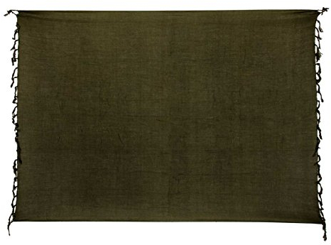 Ciffre Sarong Pareo Wickelrock Strandtuch Lunghi Dhoti Tuch Schlicht Uni Olive Khaki