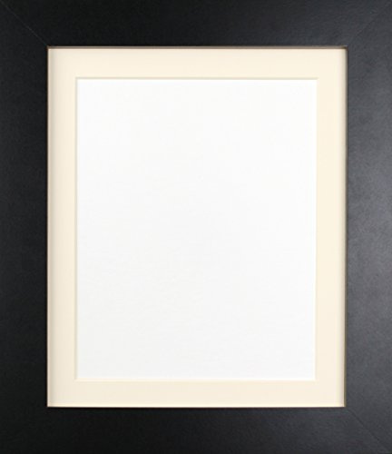 FRAMES BY POST 39mm Black Photo Picture Poster Frame with Ivory Mount 24 x 18 For Pic Size 18 x 12 (Plastic Glass)