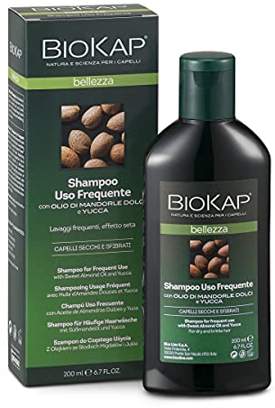 BIOKAP BELLEZZA Mildes Shampoo 200ml | für die tägliche Haarwäsche - Süßmandelöl - Yucca Öl - Bio Passionsblumen Extrakt - Bio Eibischwurzel Extrakt - ätherische Öle - VEGAN