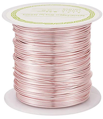 PandaHall 60 Feet Tarnish Resistant Copper Wire 22 Gauge Jewelry Beading Craft Wire for Jewelry Making (Rose Gold)