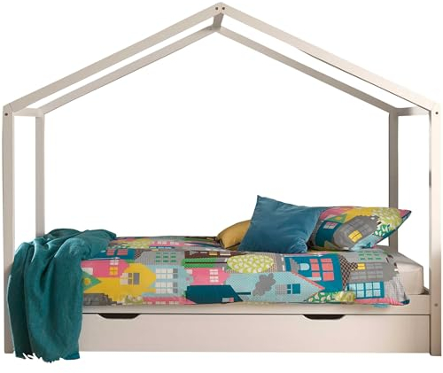 Vipack Dallas 3 Hausbett 90 x 200 cm Liegefläche inkl. Bettschublade, Weiß