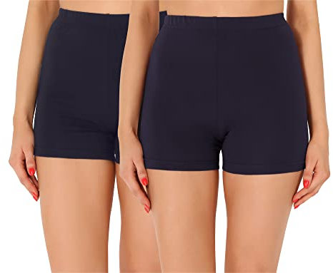 Merry Style Damen Shorts Radlerhose Unterhose Hotpants Kurze Hose Boxershorts aus Baumwolle 2Pack MS10-358(2Pack Marineblau/Marineblau,M)