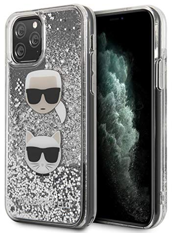 KARL LAGERFELD Glitter Karl&Choupette Hülle KLHCN58KCGLSL für iPhone 11 Pro Silber