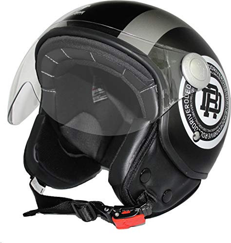 Rodeo Drive RD105N LUX casco demi jet scooter, nero - grigio, XS