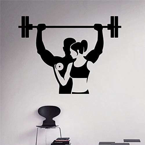 NSRJDSYT Adesivi Fitness Decalcomania da Muro Allenamento Palestra Adesivo in Vinile Stile di Vita Sano Interni per la casa Sport Arte Murales Casalinghi Design 76x58cm