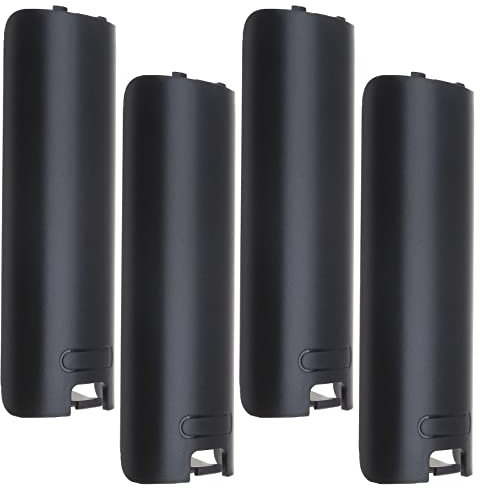 Create idea 4 Piezas Cubierta de La Puerta Trasera de La Batería Compatible con Nintendo Wii El Mando A Distancia Tapa de Batería de Plástico de Repuesto Color Negro