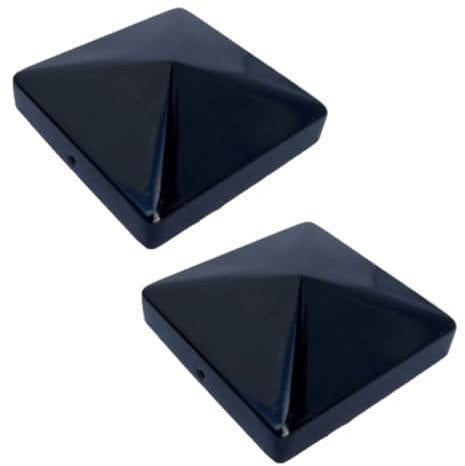 Pyramid Square Black Metal Fence Post Caps 4 100mm Post Top (2)