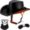 Retro Motorrad Helm Western-Cowboy-Hut mit breiter Krempe Chopper Helm Scooter-Helm Offenem Helm ECE Zertifizierung für Scooter Cruiser Moped Biker