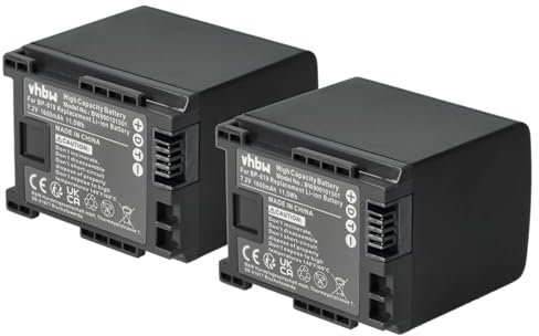 vhbw 2x batteria compatibile con Canon Legria HF G40, HF M300, HF G25, HF G10 videocamera camcorder (1600mAh, 7,2V, Li-Ion) con infochip