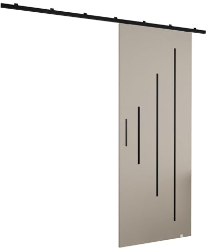 MEBLE KRYSPOL Zonda Y Schiebetürset mit Schiene - Hängendes Innen-Schiebetürsystem - Torbeschläge - Hergestellt aus robustem Laminat - 204x90 cm - Kaschmir