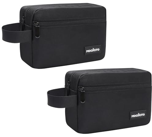 MOCOCITO Kulturbeutel für Herren, Reise, Kulturtasche, Kosmetiktasche, Kulturbeutel Faltbarer mit Tragegriff, Waschtasche für Damen(2pcs-Schwarz)