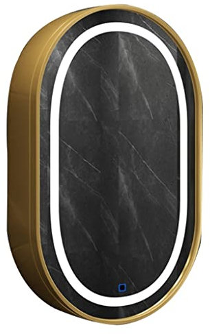 Armoires à Miroir Ovale éclairé par LED 50 * 80 cm Miroir Mural sans Cadre rétro-éclairé avec capteur Tactile avec Tampon Anti-buée Miroir Rond Mural avec