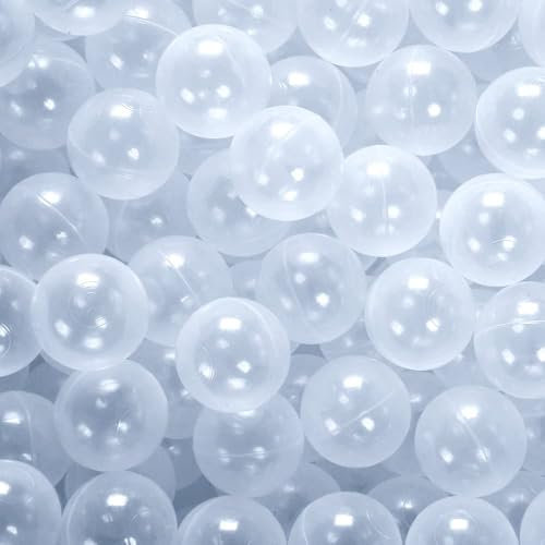 PlayMaty Play Ball Pit Balls - 2.16inches Phthalate&BPA Free Plastic Ocean Colour Balls for Playhouse Play Tent Playpen Pool Party Decoration Pack of 100 (Clear)