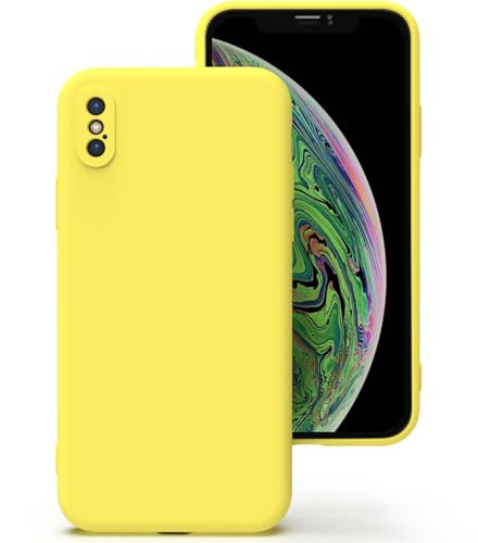 Zuvirelx Glatte Silikon hülle für iPhone X/XS, Staubbeständig, Slim, Taschentauglich Handyhülle Cover Case für Apple iPhone X/XS - Zitronengelb
