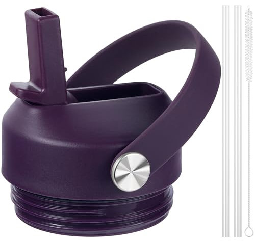 Straw Lid for Yeti Rambler 18 26 36 46 64 oz, Lid with Straws and Flexible Handle, Replacement Cap for Yeti 18oz 26oz 36oz 64oz Rambler Water Bottle Straw Cap, Nordic Purple