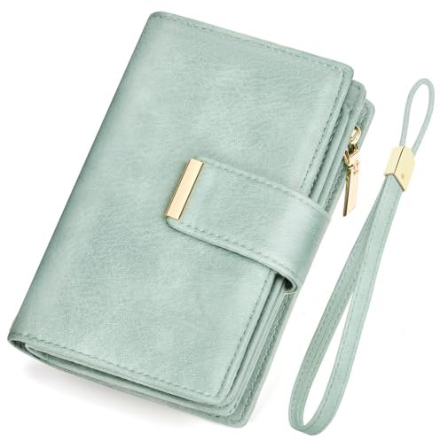 KTUEOV Portefeuille Femme, Cuir Portefeuilles et Porte-Cartes Femme RFID Blocage Zippé Porte Monnaie Grand Format Porte Feuille Femme avec Bracelet pour 10 Cartes de Crédit Cash ID