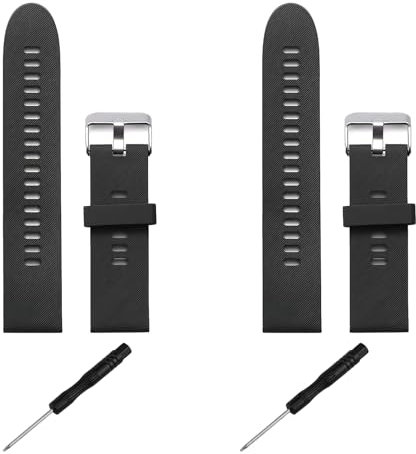 Lot de 2 bracelets de rechange noirs compatibles avec Garmin Forerunner 35 pour Garmin Forerunner 35, Eine Grösse, silicone, no