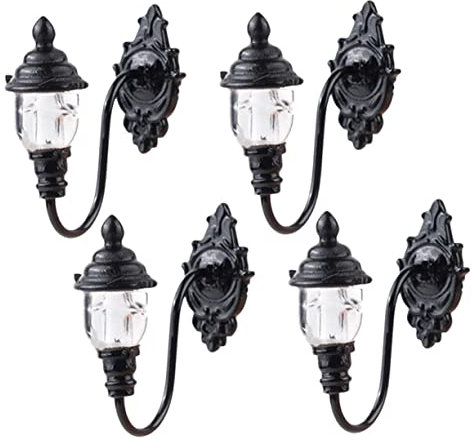UPKOCH Lot De 4 Appliques Murales Miniatures pour Maison De Poupée Bougies Aquarium Lampe Murale Lampe D'Extérieur Mini Applique Toile Mini Lampadaire Sablier Décoration