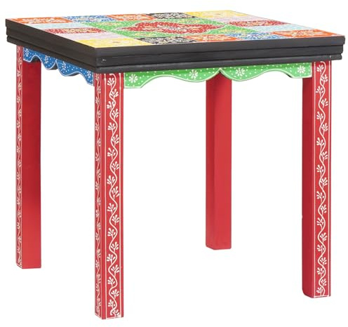 vidaXL Quadratischer Tisch 3 pcs Mehrfarbig, Boho Rechteckiger Akzenttisch, Bunte Deko, strapazierfähige Oberfläche für EIN lebhaftes Wohnzimmer
