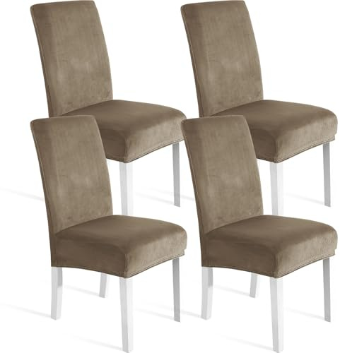 Ystyle Weich Stuhlhussen Samt Stretch 4er Set, Kamel | Universale Stuhlüberzug, Waschbar Dekoration Stuhlüberzieher, Stuhlhussen Kratzfest Hochlehner für Haus Hotel Bankett