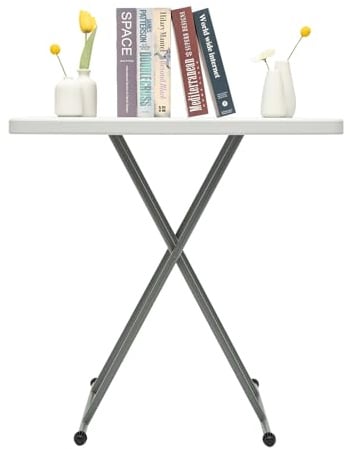 TTISJHK Klapptisch Höhenverstellbar 47–75cm, Faltbarer Campingtisch aus HDPE & Stahl, Tragbar & Stabil bis 50kg, Multifunktionaler Tisch für Camping, Garten, Terrasse, Picknick & Balkon Weiß