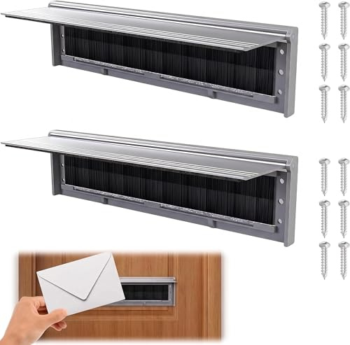 2 Pcs Letter Box Flap, 11.5 Inch Silver Alloy Draught Excluder UPVC Doors