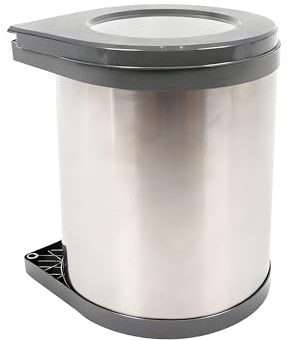 Relaxdays Einbaumülleimer, 14 l, HxBxT: 32,5 x 28 x 34 cm, Edelstahl, Inneneimer, Mülleimer Schranktür, Küche, Silber