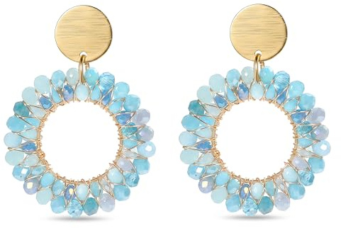 Mit Rund Damen Ohrringe Hängend Boho Sommer Statement Leicht Überhang Kristallweberei Urlaub Elegante Partys Ohrringe