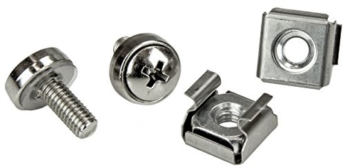 StarTech Kit 100 Tornillos M5 12mm y Tuercas Jaula, Rack 19in/10in, Plata