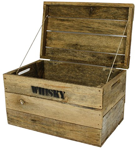 haus-garten-versand.de Whisky Holzkiste, mittel (31x50x30cm), Vintage, Weinkiste, Obstkiste mit Deckel und Aufdruck