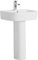 550mm Floor Standing Bathroom Sink Wash Basin Bowl Full Pedestal Cloakroom Basin Single Tap Hole Overflow Vessel Sink White Ceramic Curved Modern Square Bathroom Basin