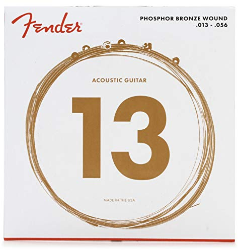 Fender Phosphor Bronze Acoustic Guitar Strings, Ball End, 60M .013-.056 Gauges, (6)
