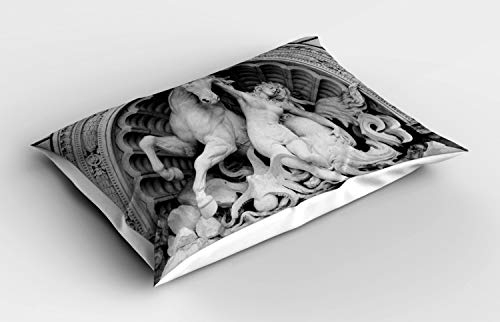 ABAKUHAUS Grau Kissenbezug, Nymphe Octopus Statue Kunst, Dekorativer Standard King Size Gedruckter Kissenbezug, 80 x 40 cm, Grau