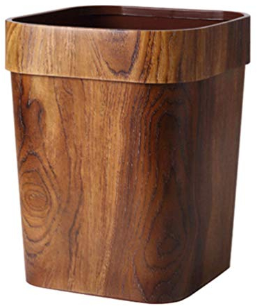 Wakauto Retro Mülleimer Mülleimer Nachahmung Holz Quadrat Papierkorb Mülleimer Eimer für zu Hause Bad Küche Büro