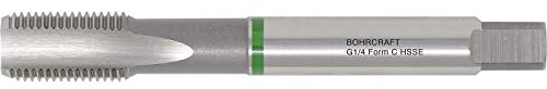 BOHRCRAFT 42470300018 Maschinen-Gewindebohrer HSS-E DIN5156 Form C BSP Rohrgewinde G 1/8 Zoll, silber