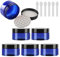 TIANZD 6 Pièces Vides Petit 100 ml Bleu Cosmétique Pot en Plastique avec Couvercle Noir 100 g Pots de Cosmétique Crème de Bouteille Contenant avec 6x Spatules