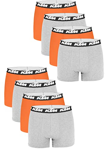KTM by Freegun Boxershorts für Herren Unterwäsche Pant Men´s Boxer 8 er Pack, Farbe:Light Grey / Orange, Bekleidungsgröße:M