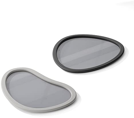 Umbra Hub Serviertabletts, Modernes Tablett-Set aus Glas mit Gummirahmen, 2er-Set, Anthrazit/Grau