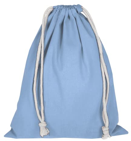 TEXXILLA Zuziehbeutel - Baumwolle | OEKO-TEX 100 zertifiziert | 25x30cm | Jutebeutel | Einkaufstasche | unbedruckt, Farbe:himmelblau