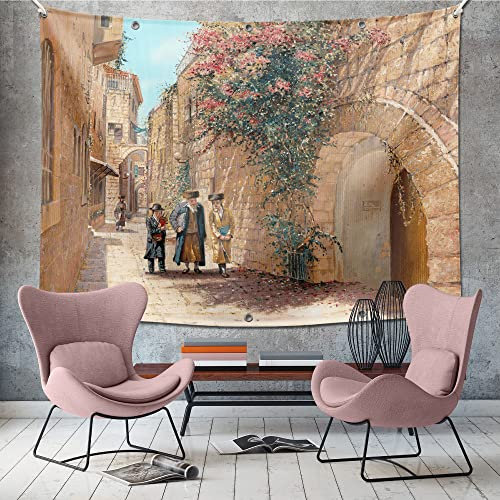 Jerusalem City Streets Sukkah Banner – Große Outdoor Stoff Sukkot Dekoration (152,4 x 203,2 cm)